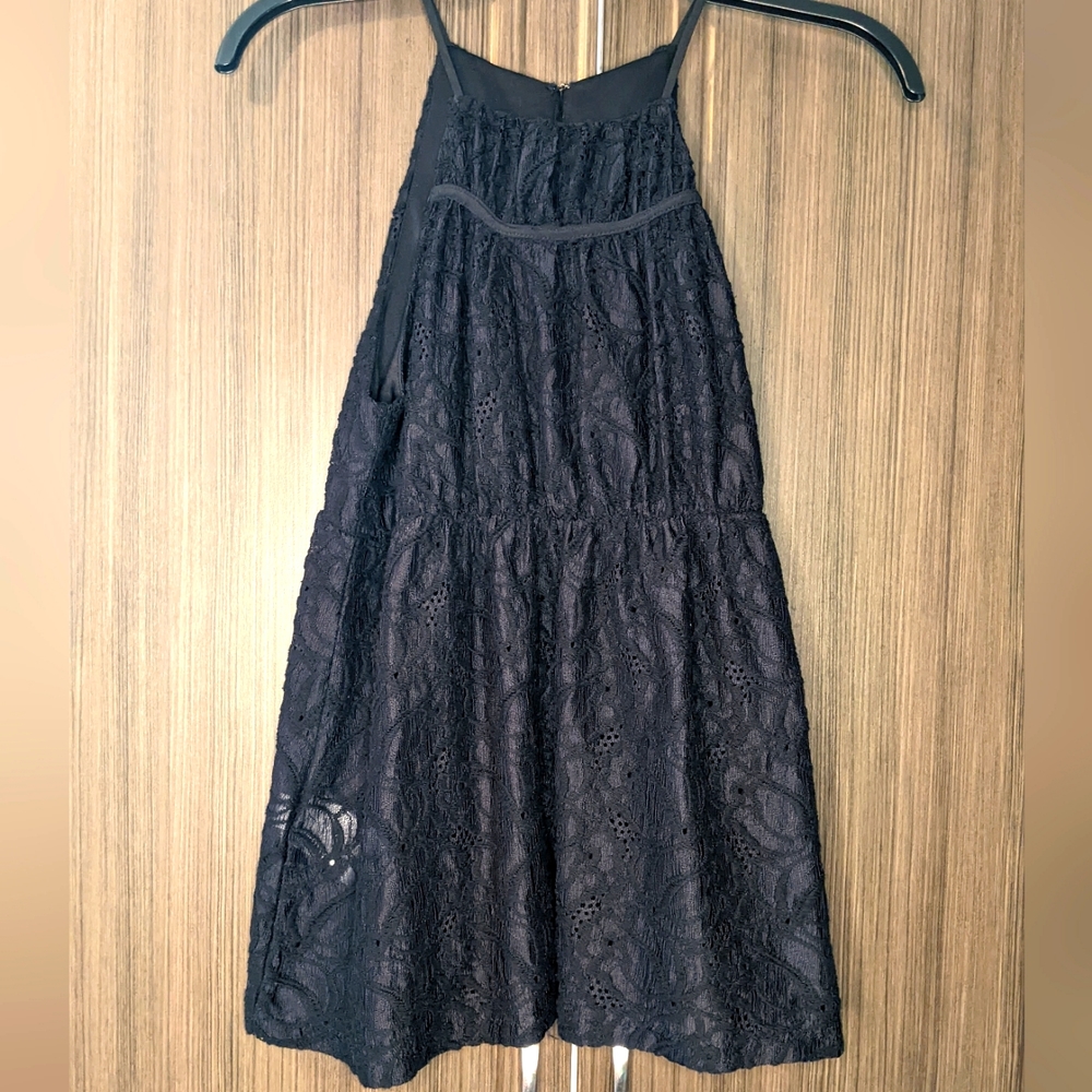 BCBGMaxAzria Dressy Black Lace Halter Top, XS